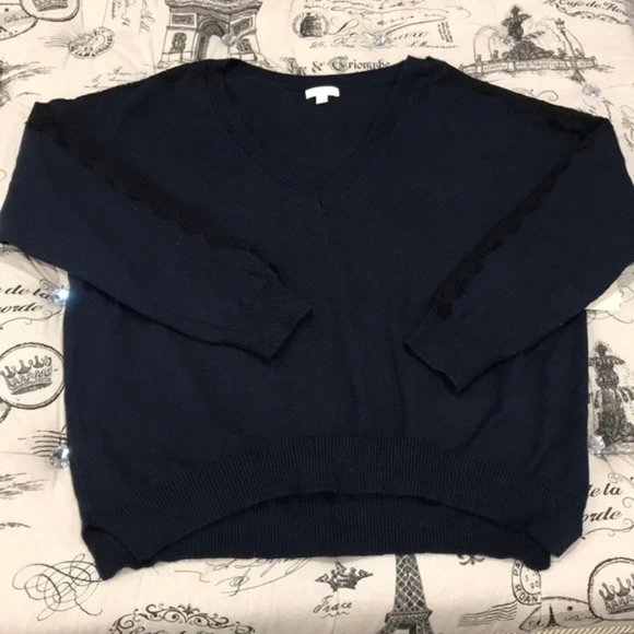 14th & Union Lace Trim V-Neck Sweater - Picture 3 of 8